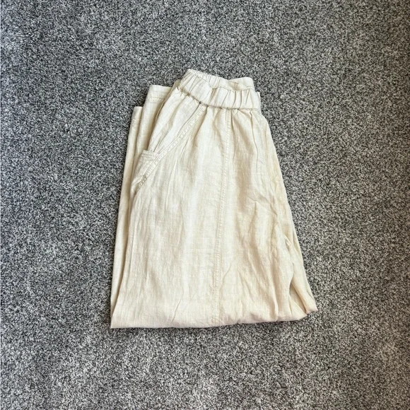 Free people parachute linen pants size medium cream/tan color - Picture 4 of 4